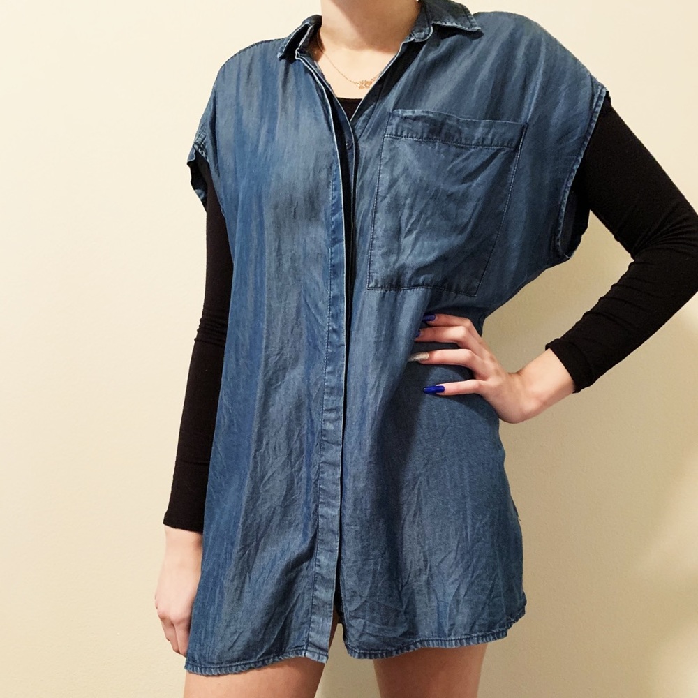 Denim button up dress